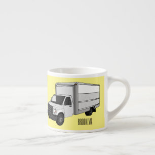 Box truck cartoon illustration espresso cup