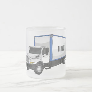 Box truck cartoon illustration frosted glass coffee mug
