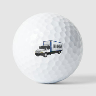 Box truck cartoon illustration golf balls
