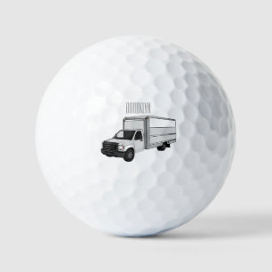 Box truck cartoon illustration golf balls
