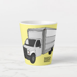 Box truck cartoon illustration latte mug