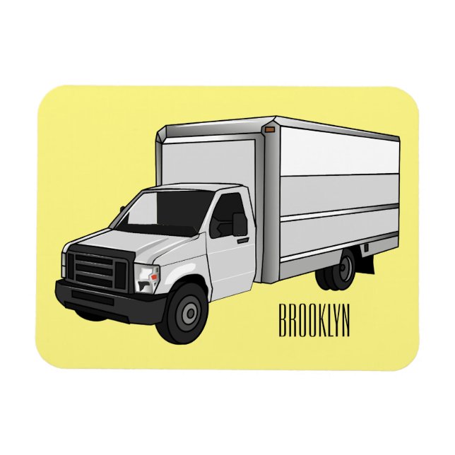 Box truck cartoon illustration magnet (Horizontal)