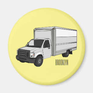 Box truck cartoon illustration magnet