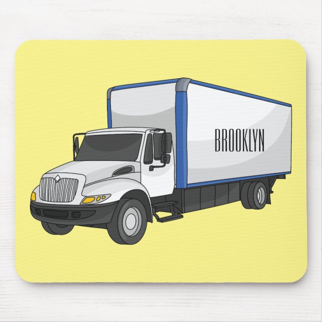Box truck cartoon illustration mouse mat (Front)