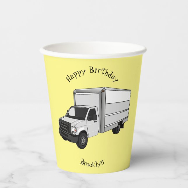Box truck cartoon illustration paper cups (Front)