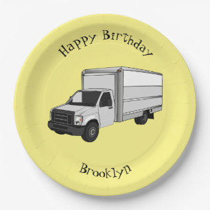Box truck cartoon illustration paper plate