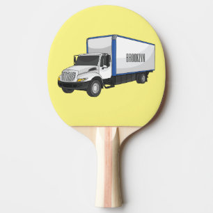 Box truck cartoon illustration ping pong paddle