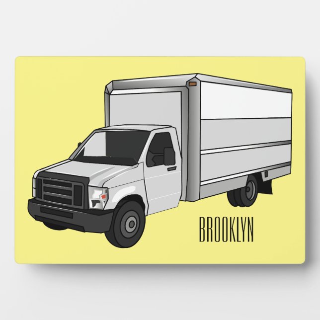 Box truck cartoon illustration plaque (Front)