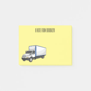 Box truck cartoon illustration post-it notes