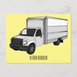Box truck cartoon illustration postcard