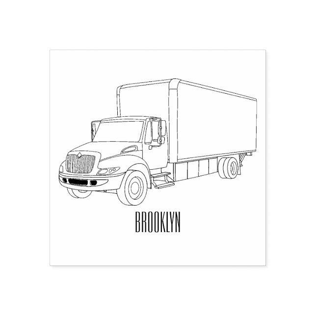 Box truck cartoon illustration rubber stamp (Imprint)