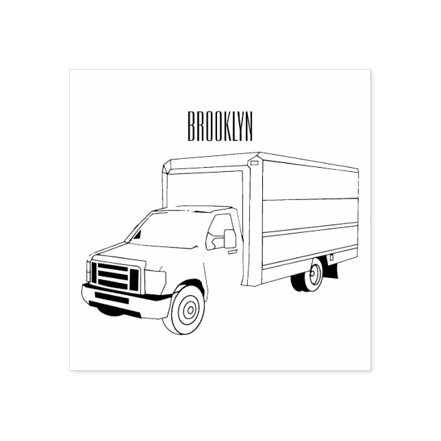 Box truck cartoon illustration rubber stamp (Imprint)