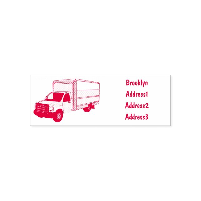 Box truck cartoon illustration self-inking stamp (Design)
