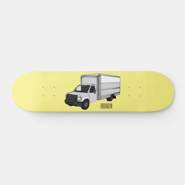 Box truck cartoon illustration skateboard (Horz)
