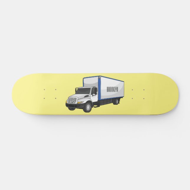 Box truck cartoon illustration skateboard (Horz)