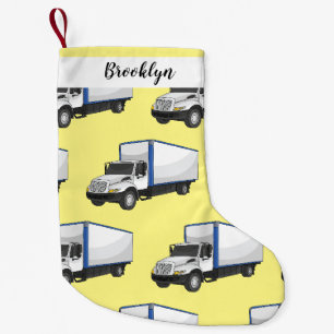 Box truck cartoon illustration small christmas stocking