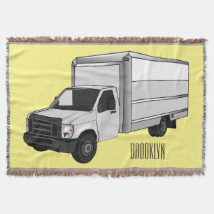 Box truck cartoon illustration throw blanket