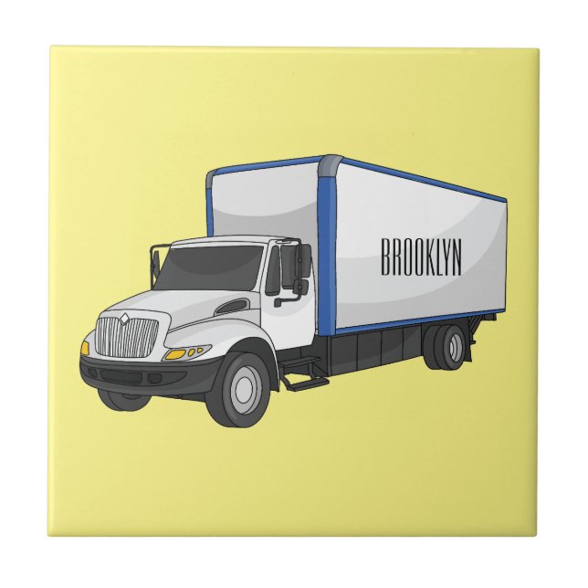Box truck cartoon illustration tile (Front)