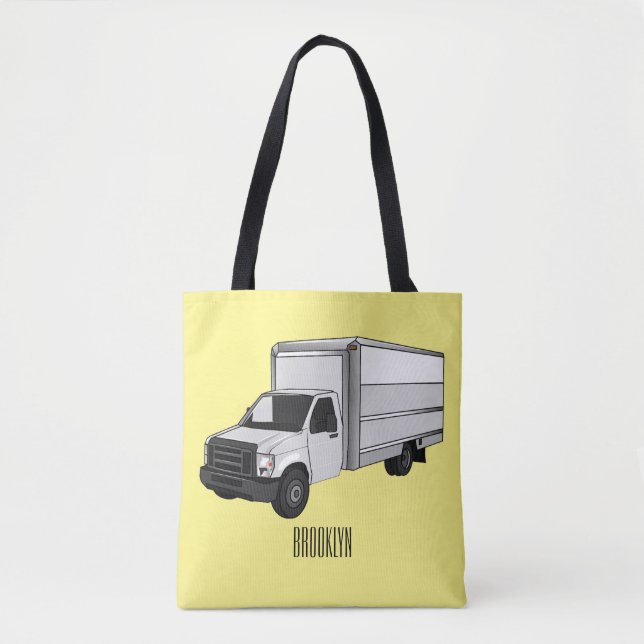 Box truck cartoon illustration tote bag (Front)