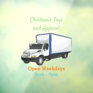 Box truck cartoon illustration window cling