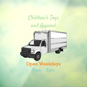 Box truck cartoon illustration window cling