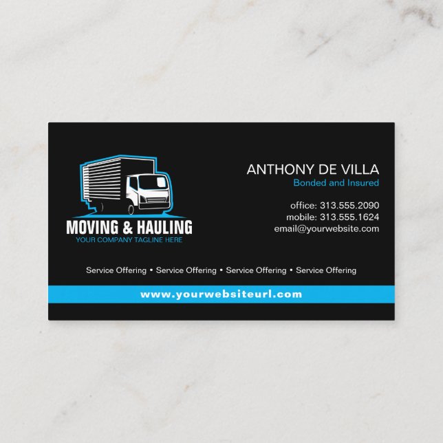 Box Truck Moving Hauling Delivery Service Company Business Card (Back)