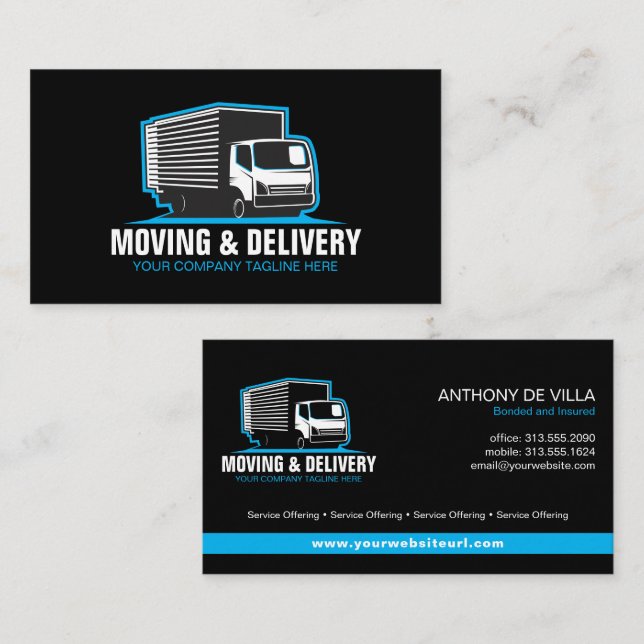 Box Truck Moving Hauling Delivery Service Company  Business Card (Front/Back)