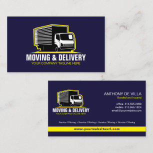 Box Truck Moving, Hauling, or Delivery Service  Bu Business Card
