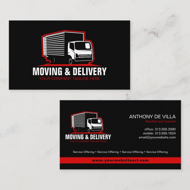 Box Truck Moving & Hauling Service Company Busines Business Card (Front/Back)