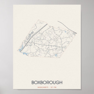 Boxborough Massachusetts Street Map Poster
