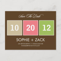 Boxed Calendar Save The Date Postcard (Brown)