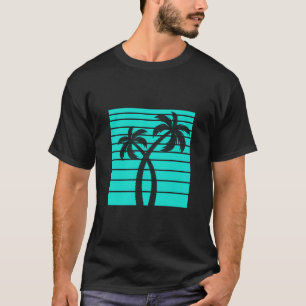 Boxed Double Palm Tree Synthwave Aesthetic Retro 8 T-Shirt