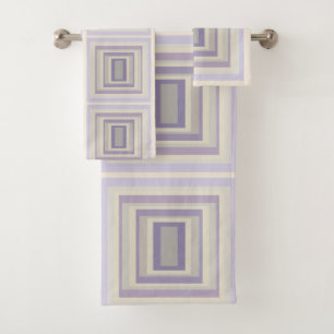 Boxed In Chalk Grey Lavender Geometric Design Bath Towel Set