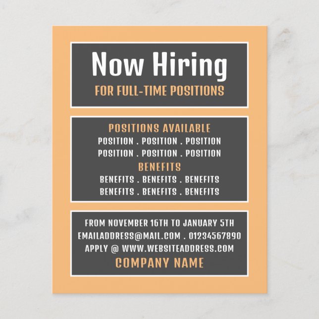 Boxed Text, Job Vacancy Recruitment Advertising Flyer (Front)