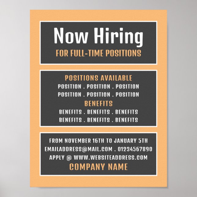 Boxed Text, Job Vacancy Recruitment Advertising Poster (Front)