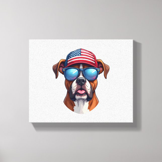 Boxer 4th of July Canvas Print (Front)