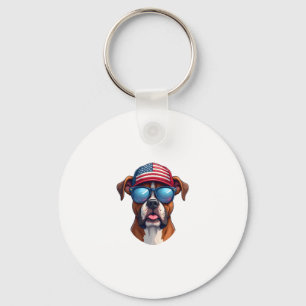 Boxer 4th of July Key Ring