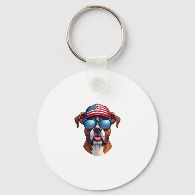 Boxer 4th of July Key Ring (Front)