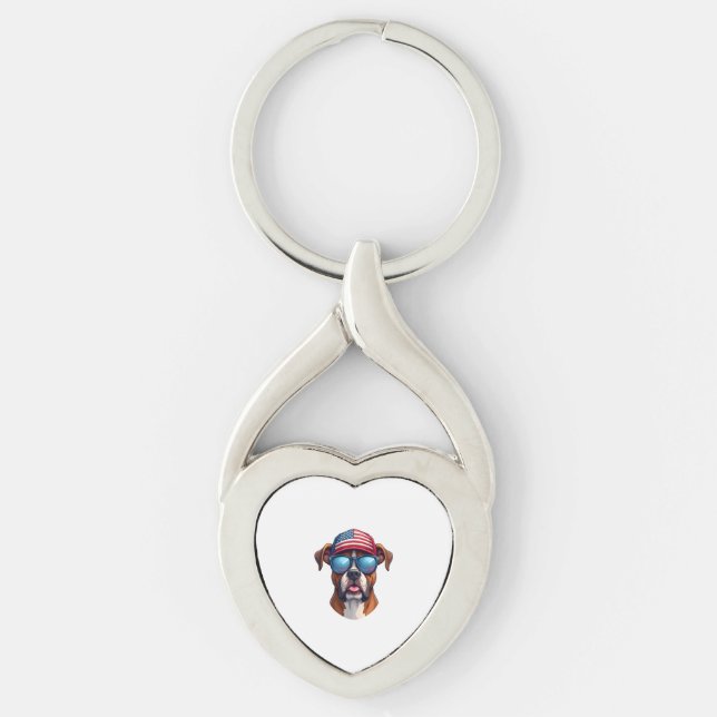 Boxer 4th of July Key Ring (Front)
