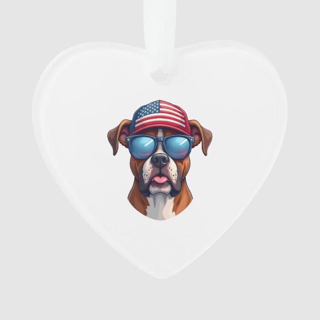 Boxer 4th of July Ornament (Front)