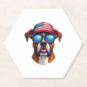 Boxer 4th of July Paper Coaster