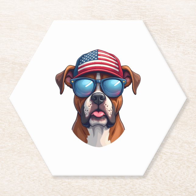 Boxer 4th of July Paper Coaster (Front)