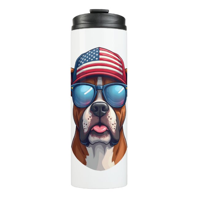 Boxer 4th of July Thermal Tumbler (Front)