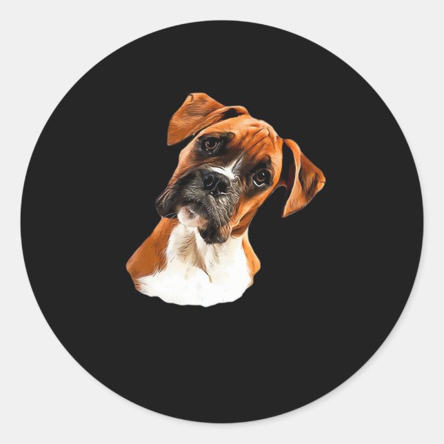 Boxer A Beautiful Boxer Head Tilt Classic T-Shirt Classic Round Sticker (Front)
