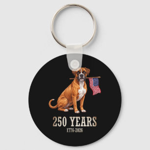 Boxer Aamerican Flag 250 Years Patriotic Dog Key Ring