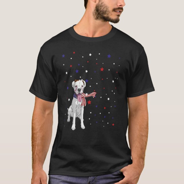 Boxer American Flag Scarf Patriotic 4th Of July T-Shirt (Front)