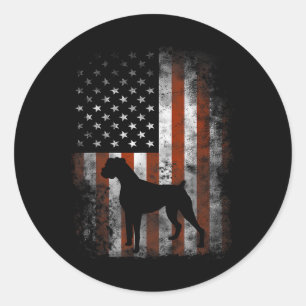 Boxer American Flag Shirt Usa 4th Of July Dog Gift Classic Round Sticker