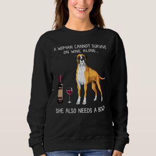 Boxer And Wine Funny Dog Sweatshirt