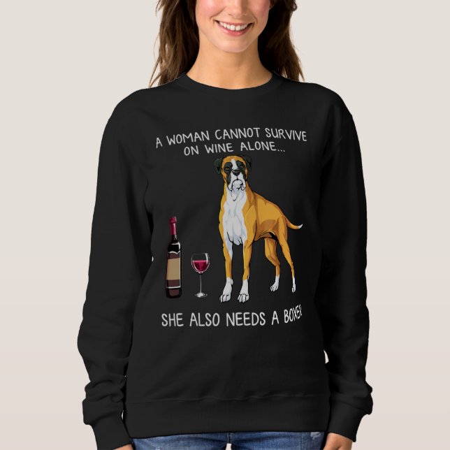 Boxer And Wine Funny Dog Sweatshirt (Front)