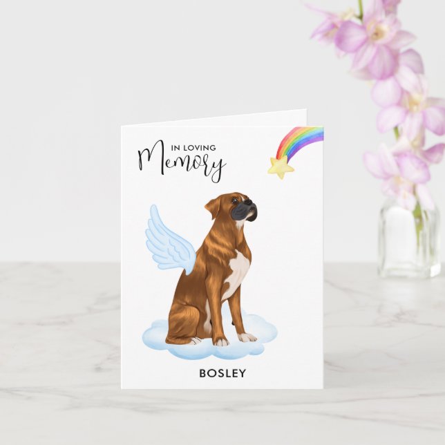Boxer Angel Dog Memorial Pet Loss Sympathy Card (Orchid)